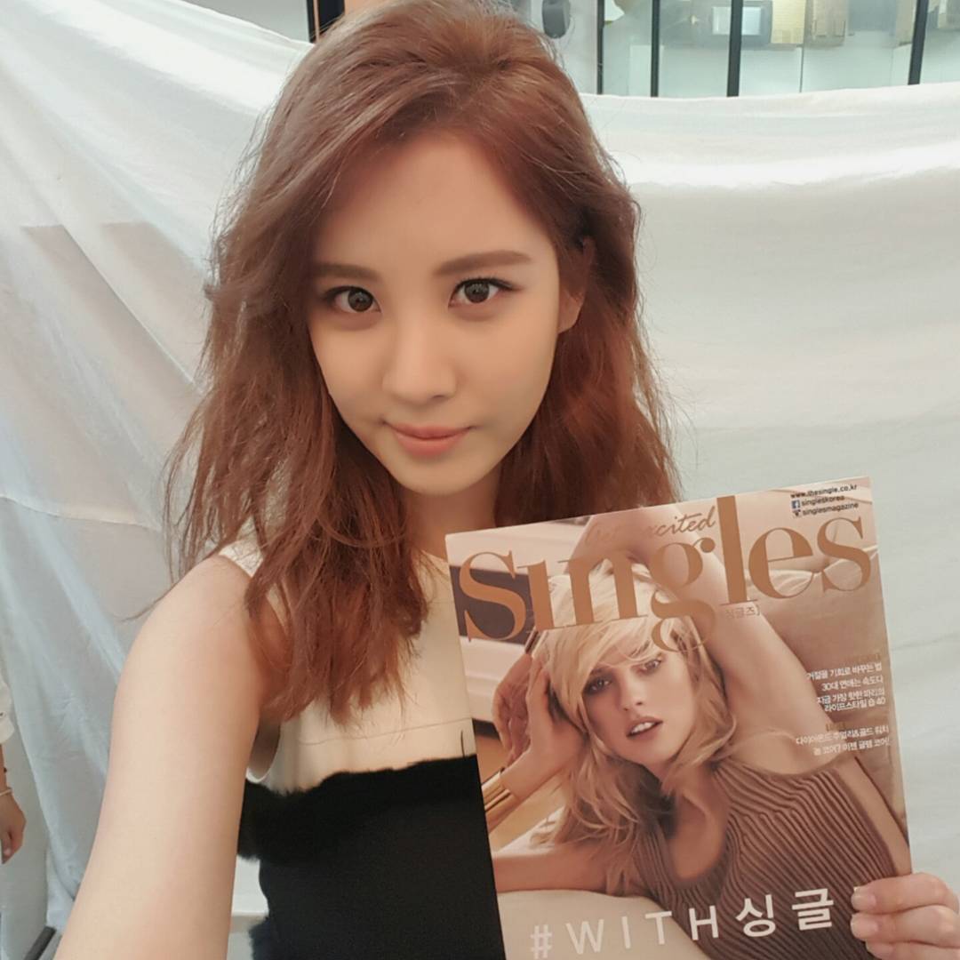 the singles magazine instagram account recently uploaded a selca taken by seohyun the caption reads oh my snsd s seohyun who is shooting an - seohyun instagram followers